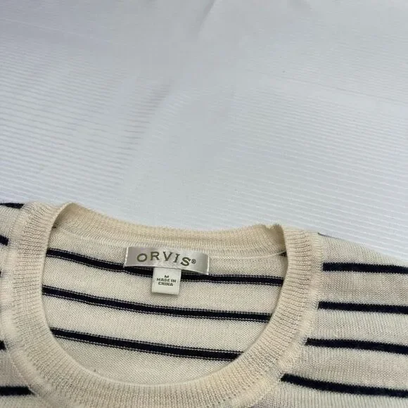 Orvis Women’s Stripe Merino Wool Sweater Size Medium - Picture 2 of 6